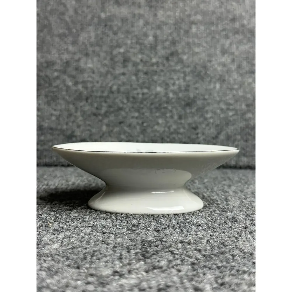 Vintage porcelain pedestal soap dish oval floral cottagecore Victorian pastel 5”